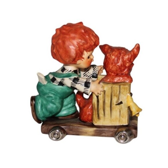 Vintage Goebel Redhead Figurine Gangway  Boy on a Cart Vintage 1958 - Picture 3 of 5